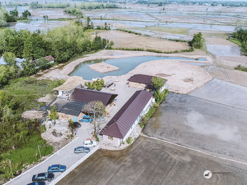 تصویر هوایی مجموعه گردشگری دیلباب واقع در کرباسده اجرا شده توسط گروه مهندسی آزموده